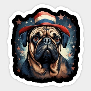 Patriotic Pug Sticker